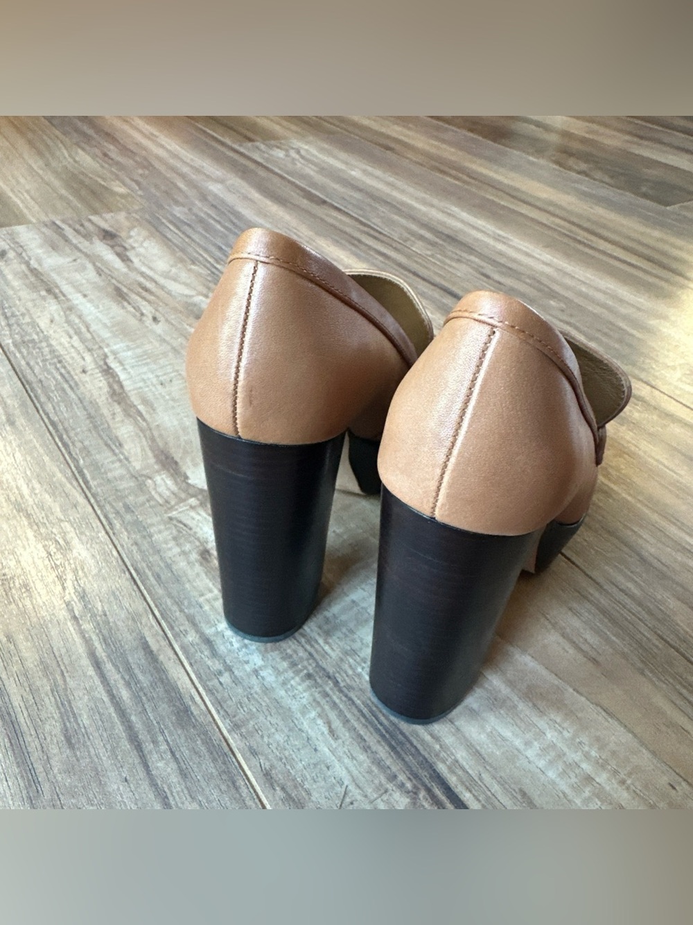 Paige Masha Bit Loafer Platform Pumps Heels Shoes Leather Cognac Brown Tan 7 EUC - Picture 5 of 6